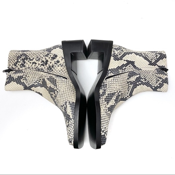 Zara Snakeskin Print Leather Square Toe Boots - Picture 7 of 10